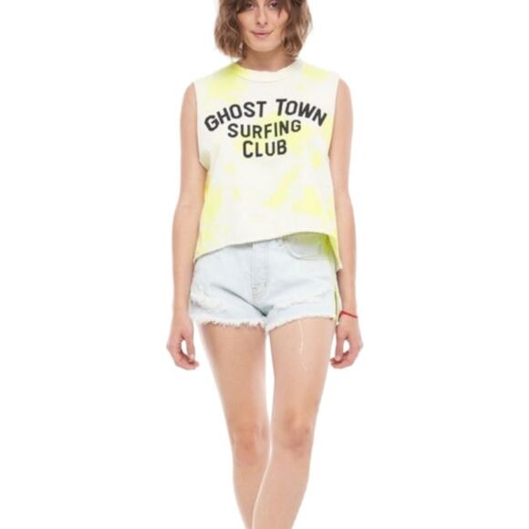 Free People x Sandrine Rose Distressed Denim Shorts with Yellow Zippers - Picture 2 of 14